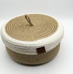 Nordic Hand-Woven Cotton & Jute Basket with Lid. - Image 3