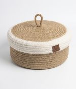 Nordic Hand-Woven Cotton & Jute Basket with Lid. - Image 2