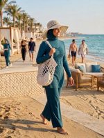 Macrame Style Natural Cotton Net Tote Bag with Pouch - Image 2