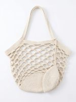Macrame Style Natural Cotton Net Tote Bag with Pouch