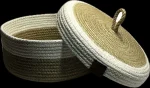 Nordic Hand-Woven Cotton & Jute Basket with Lid. - Image 4